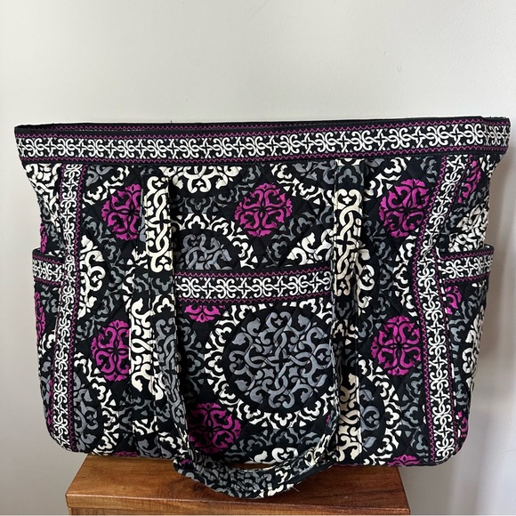 Vera Bradley Canterbury Magenta Large Tote with additional Waterproof Bag - Picture 4 of 10